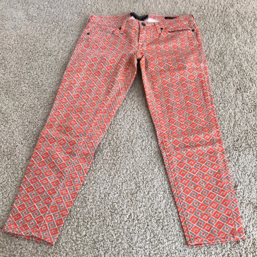 Lucky Brand ZS 6 orange/ taupe Charlie Capri jeans.